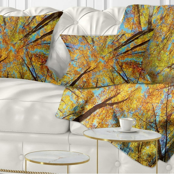 Designart Tree Tops in Autumn Forest - Forest Throw Pillow - 12x20