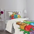 thumbnail image 5 of Ambesonne Zoo Quilted Bedspread Set 2 Pcs, Zoo Sign Various Mascots, Twin Size, Multicolor, 5 of 6