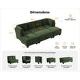 thumbnail image 3 of CHIC HOUSE 111" Sectional Sofa with Storage Ottoman Chaise, Corduroy U Shaped Sofa Convertible Sectional Couches for Living Room, 6 Seater Corner Modular Sofa with Deep Seat Throw Pillows, Green, 3 of 7