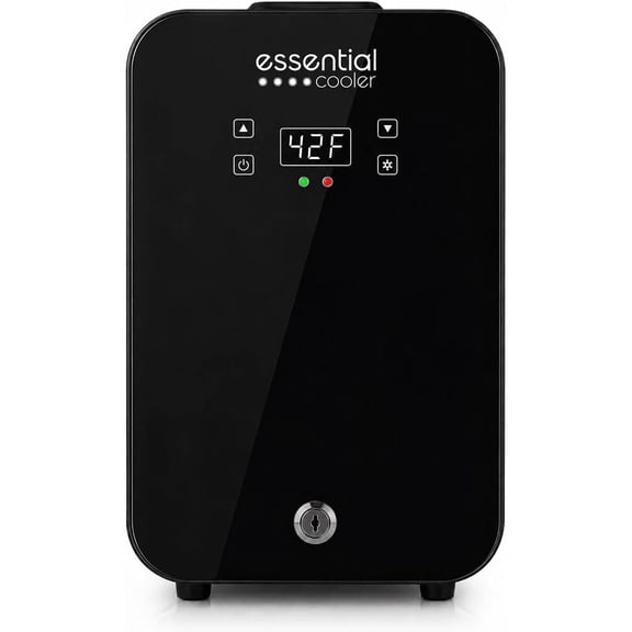 Essential Cooler Classic Mini Refrigerator for Herbs, Oils & Skincare, Lockable Door & Touch Temperature Control