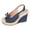Blue, variant on Women’s Peep Toe Denim Espadrille Platform Sandals Rhinestone Bow Slingback Wedge Heels Comfortable Slip On Dress Shoes Black Size 8