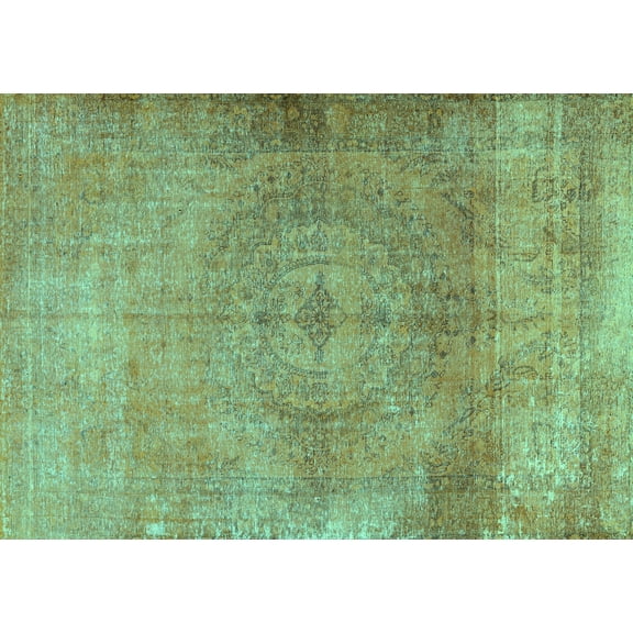 Ahgly Company Machine Washable Indoor Rectangle Persian Turquoise Blue Traditional Area Rugs, 5' x 7'