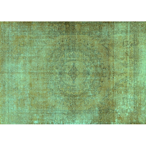 Ahgly Company Machine Washable Indoor Rectangle Persian Turquoise Blue Traditional Area Rugs, 7' x 10'