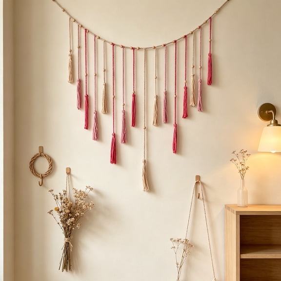 PONPRNGY 47" Large Macrame Wall Hanging Boho Home Decor, Tassel Wall Decor Bohemian, Bedroom Living Room Nursery Dorm Room Decoration Christmas Gift