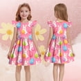 thumbnail image 4 of NAISIBABY Girls Casual Dresses, Crewneck Ruffles Sleeveless Cute Prints Summer Flowy Sundress Hot Pink Size 8, 4 of 5