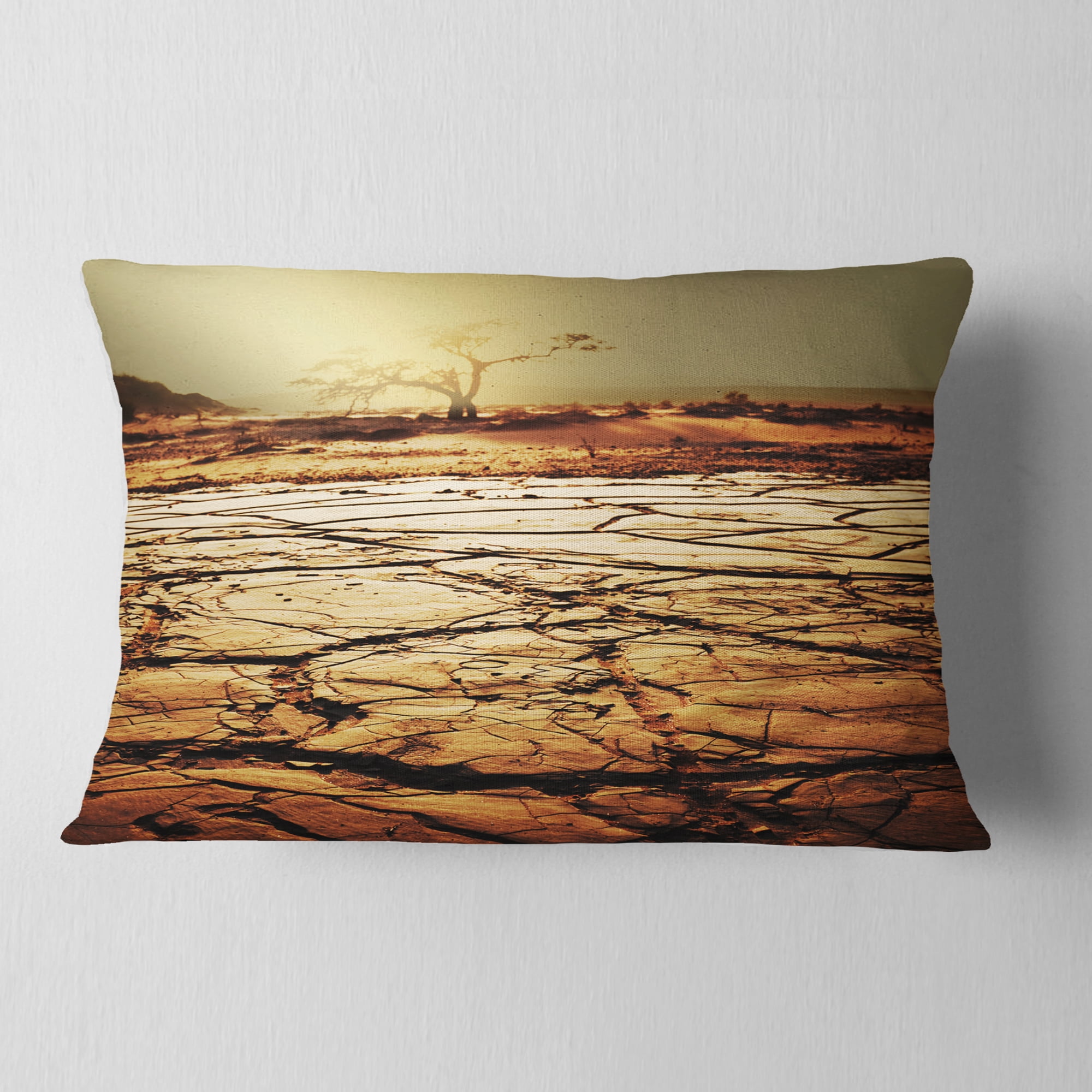 Designart 12" x 20" Brown Polyester Throw Pillow
