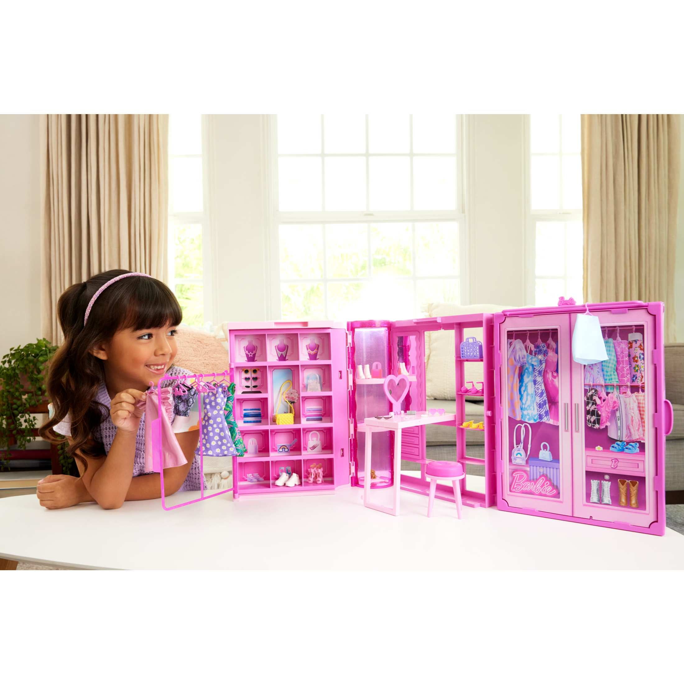 Barbie Brandclub Barbie Dream Closet Toy Playset with Clothes Accessories 3 ft Wide with 25 Pieces