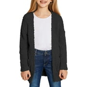 GRAPENT Girls Long Open Cardigan Sweater with Pockets, Sizes 4-13