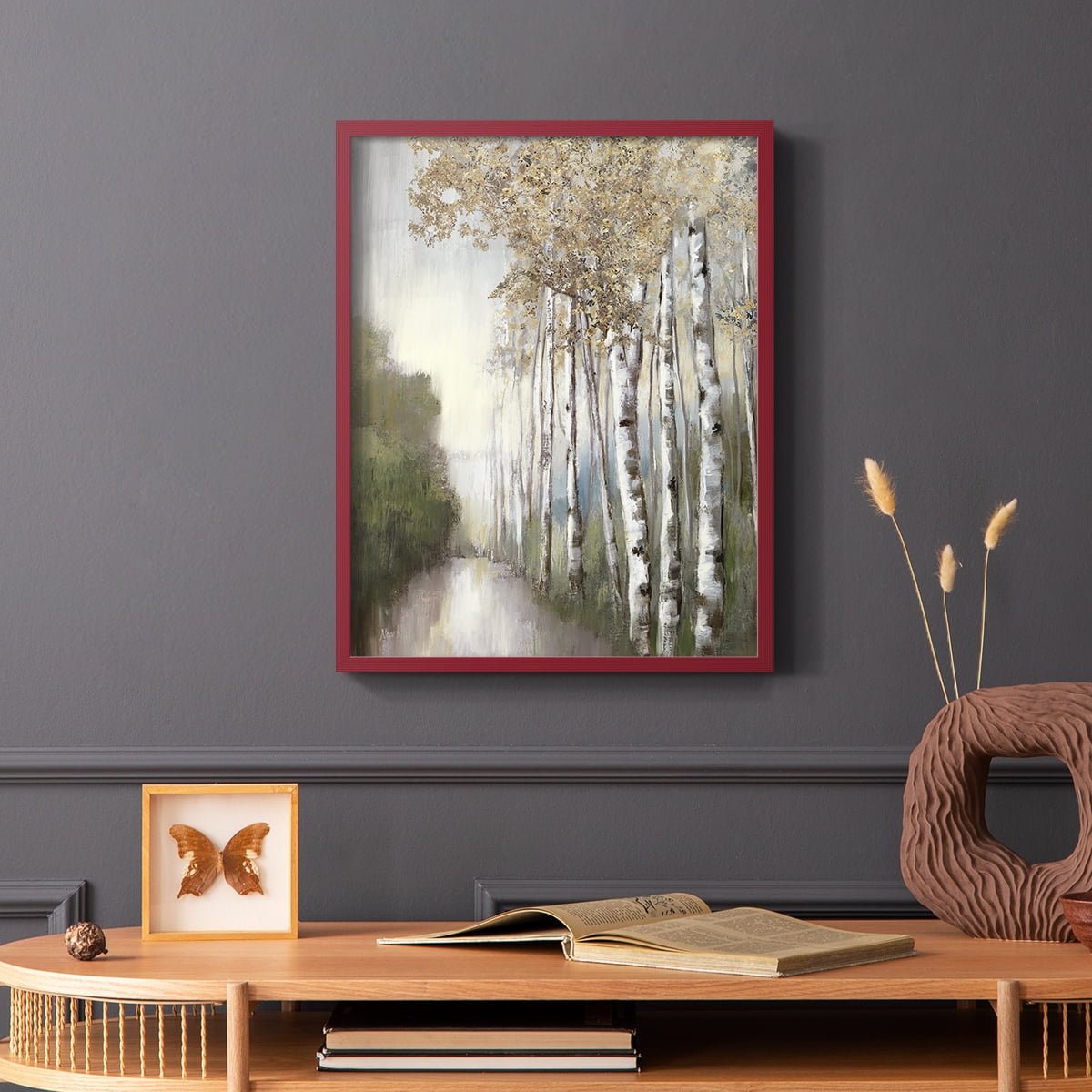 Woodland Walk Neutral Framed Print - Solid Wood in Single Picture Frame Solid Wood 2 Framed Print
