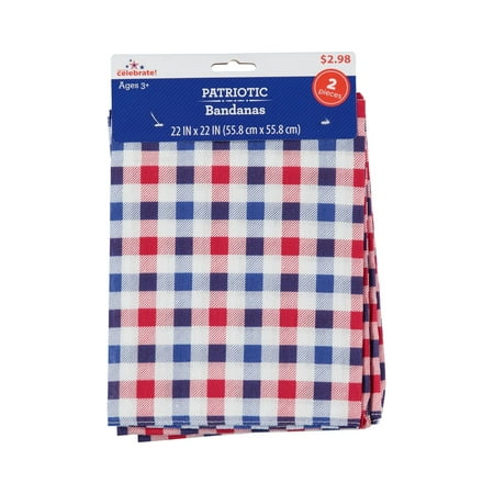 Way to Celebrate Patriotic Gingham Bandana 2 pack