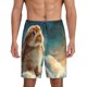 thumbnail image 1 of Balery Starry Sky Cloud Cute Rabbit Pantalones cortos de pijama de punto de algodón para hombre con cinturilla y bolsillos-Medium, 1 of 6