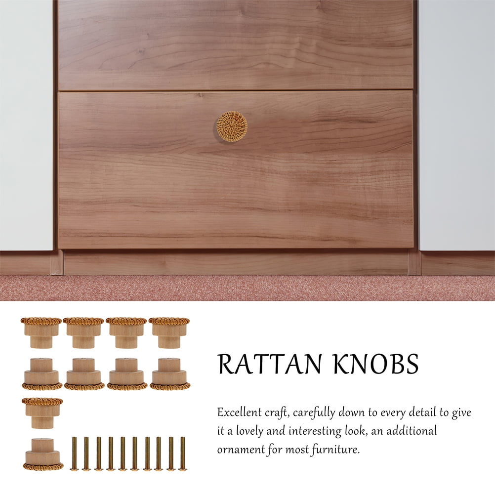 3 Count Cabinet Door Handles Bamboo Small Dresser Knobs Round