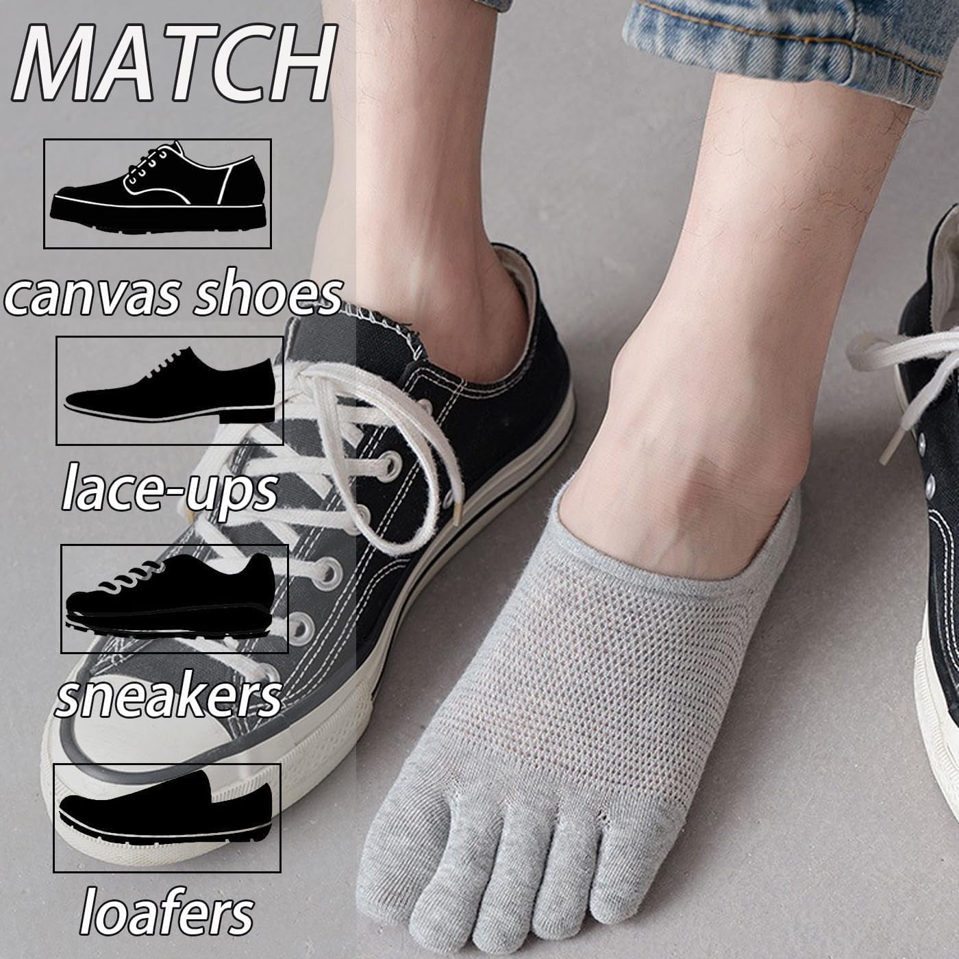 Mens Ankle Toe Socks Five Finger Cotton Cushioned Running Crew Hiking Sock Size 6-9.5