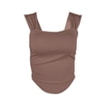 thumbnail image 6 of AherBiu Crop Tops for Women Square Neck Wide Strap Low Cut Tank Top Stretch Comfy Basic Layer Top Tees Shirts Camisole, 6 of 8