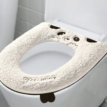 SHIMELE Polyester Toilet Seat Cover Zipper Model Embroidered Soft Comfortable Washable for All Seasons Bathroom Decor