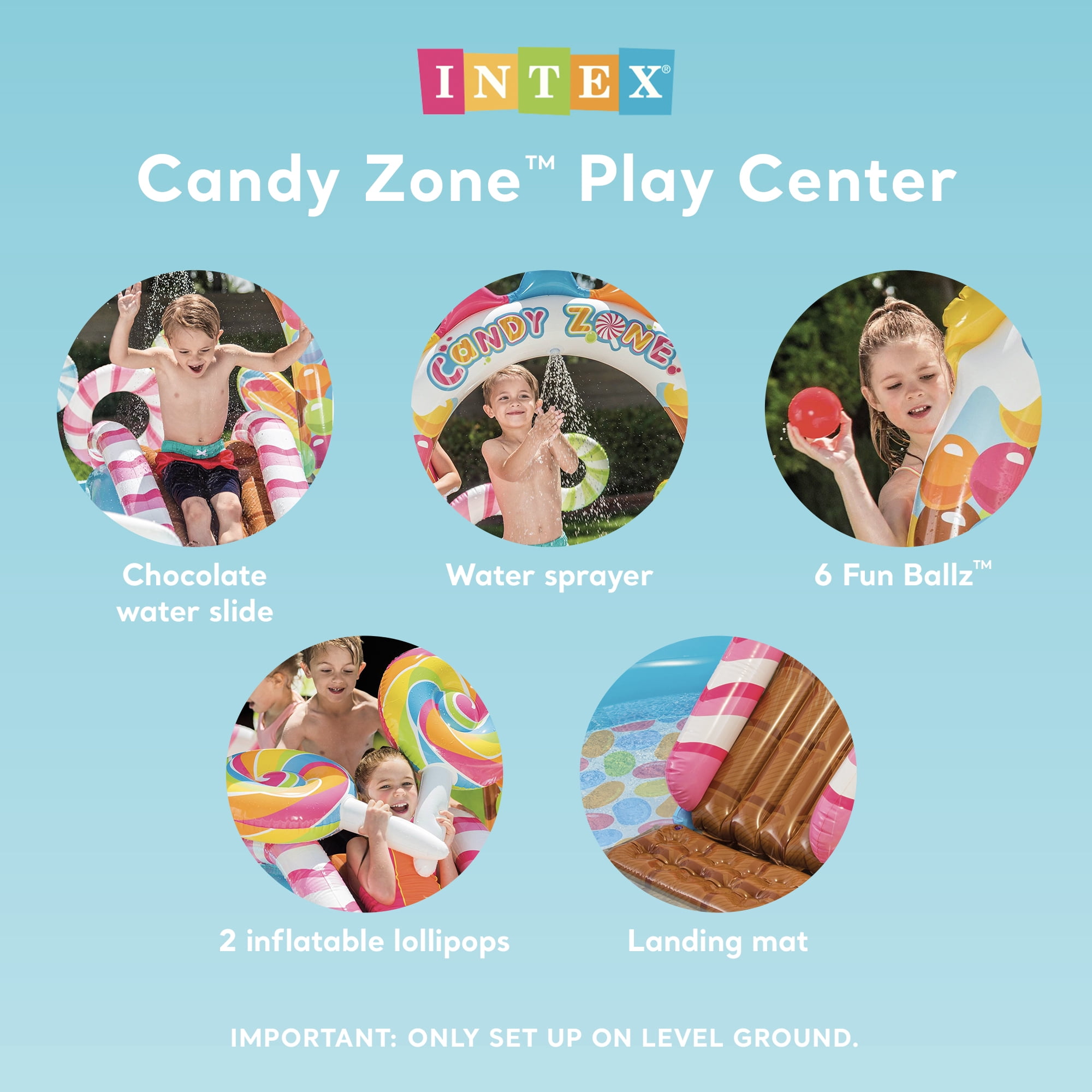 Open Box Intex Kids Candy Zone Play Center Splash Pool Waterslide (2 Pack)