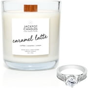 Jackpot Candles Caramel Coffee Latte Candle with Ring Inside (Surprise Jewelry $15 to $5,000) Ring Size 6