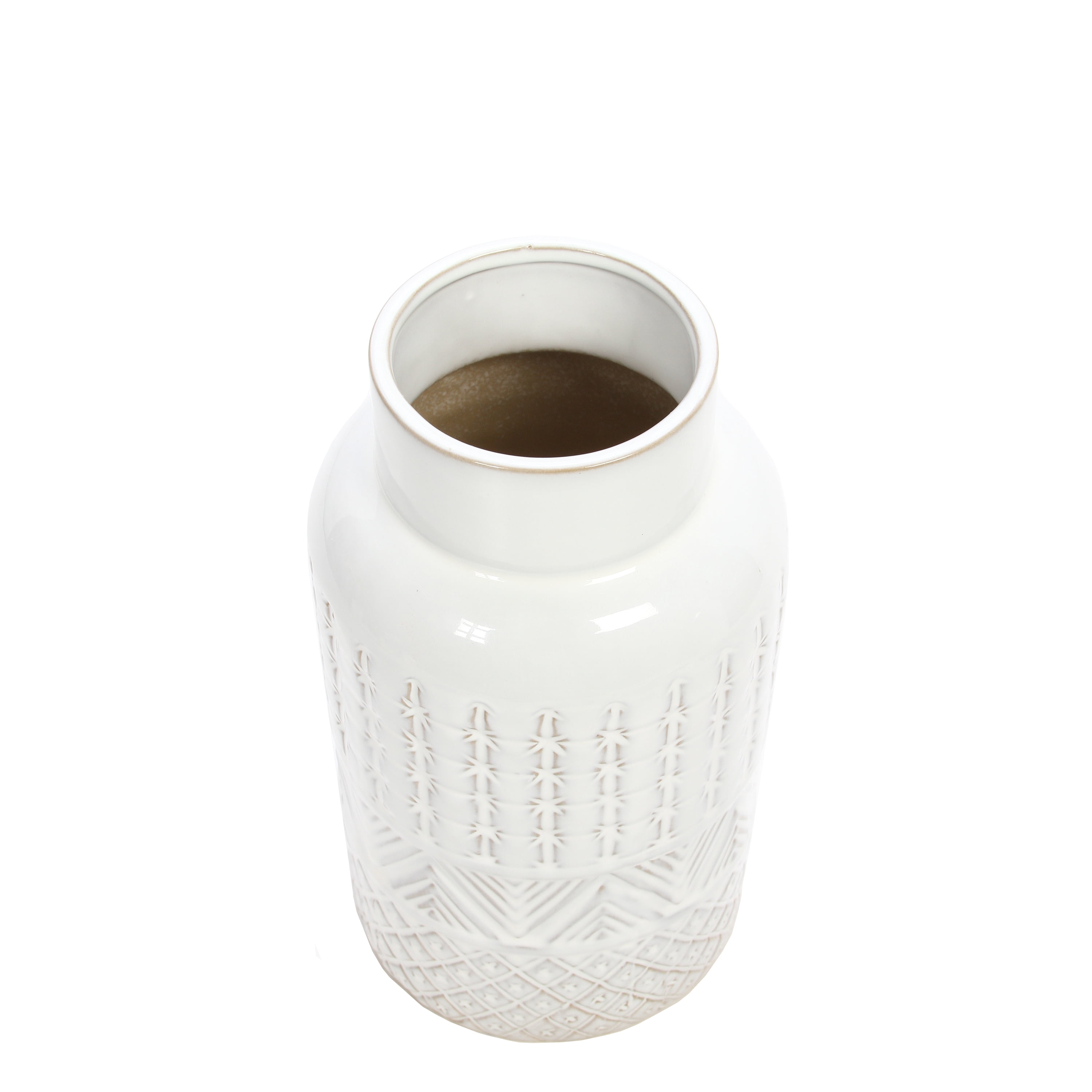 Better Homes and Gardens Cream Ceramic Textured Vase, 5" x 5" x 9.5"