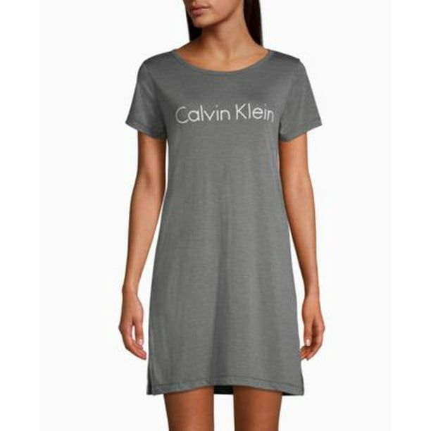 Calvin Klein Women's 2-Pack Logo Print Sleepshirt Nightgown, Gray/Black,  Size Small 