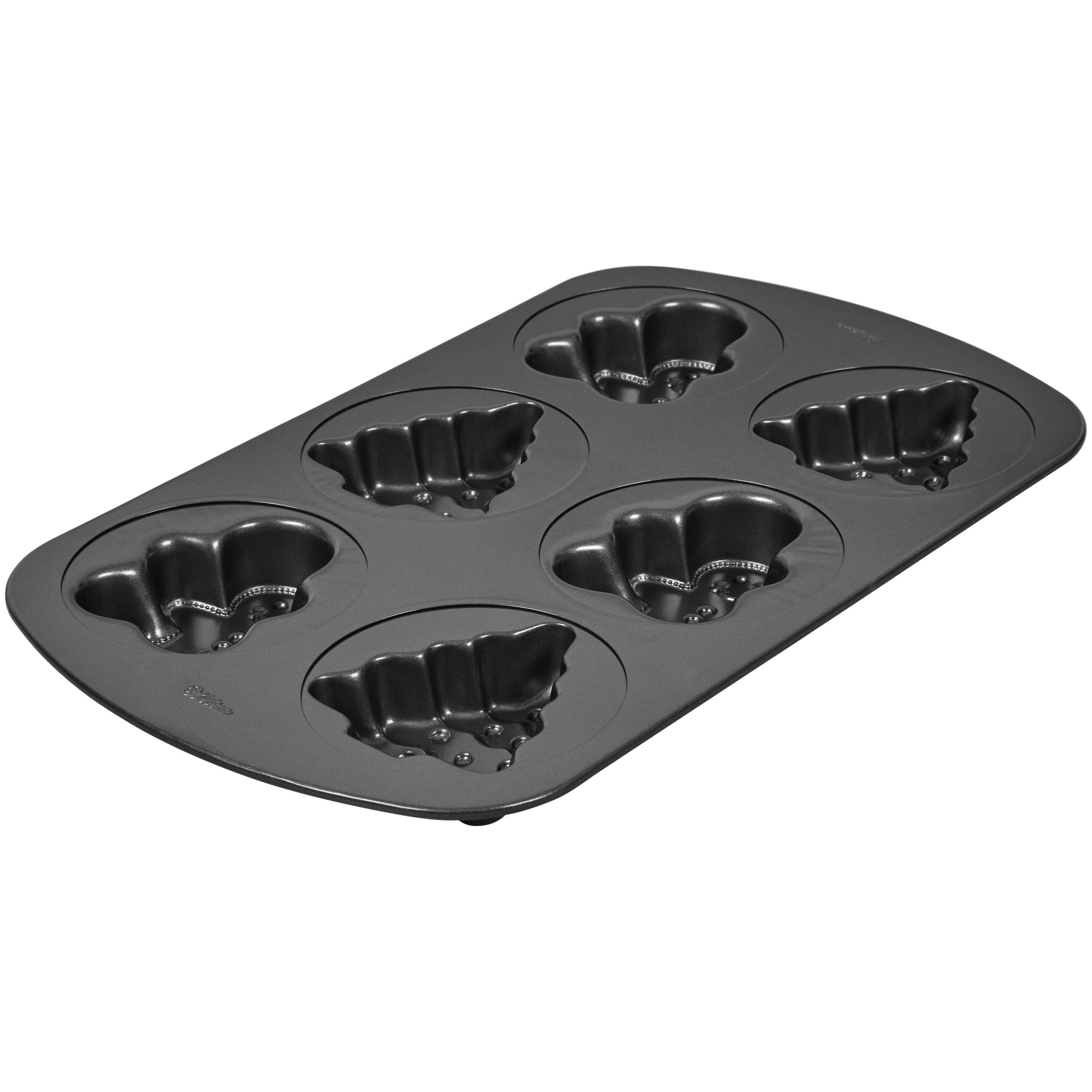Wehome Gingerbread Cake Pan Cakelet Pan，Non-stick Cast Aluminum Muffin  Pan，12-Cavity Snowman and Christmas Tree Gingerbread Baking Pan，Heavy-gauge