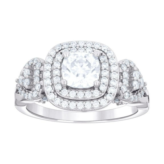 925 Sterling Silver Womens Cushion-cut Round Cubic Zirconia Fashion Ring 12mm Wide Size 10 Ring for Women