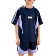 thumbnail image 2 of Amidoa Boys Summer Outfits 2 Piece Cute Short Sleeve Top and Casual Shorts Kids Clothing Sets Navy Size 3, 2 of 9