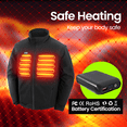 thumbnail image 3 of GVDV Men's Heated Jacket with 7.4V/16000mAh Battery Pack, Detachable Sleeves Heated Vest, 4 Heating Zones Winter Jacket for Men, Black, 3 of 12