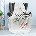 thumbnail image 4 of Live Laugh Love Soft Flannel Fleece Throw Blanket, Couple of Birds in Love Sitting on a Branch with an Inspirational Words, Cozy Plush for Indoor and Outdoor Use, 70" x 90", Multicolor, by Ambesonne, 4 of 5
