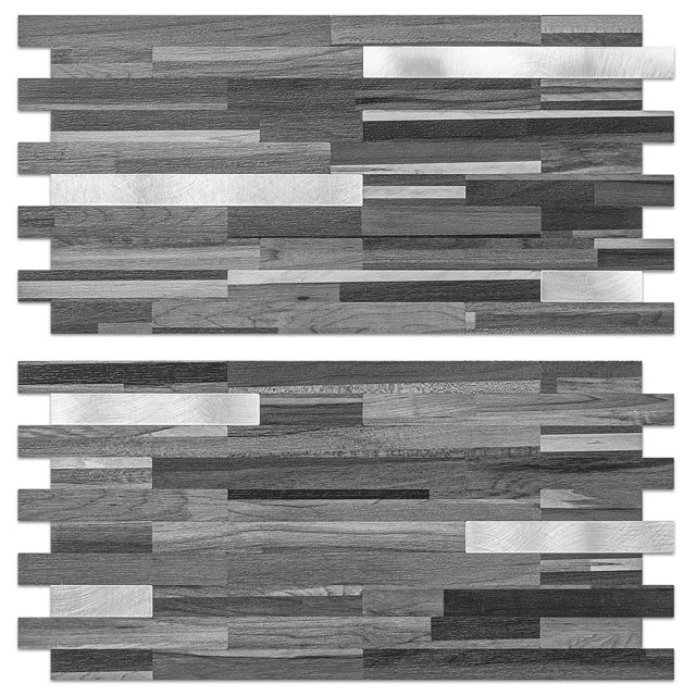 Azulejos AULIGET de 40 láminas autoadhesivas con aspecto de madera negro gris