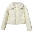 thumbnail image 3 of Plus Size Winter Coat for Women Casual Colored Long-Sleeved Jacket without A Hood and Featuring A Lapel Collar Hooded Puffer Jacket(White L), 3 of 9