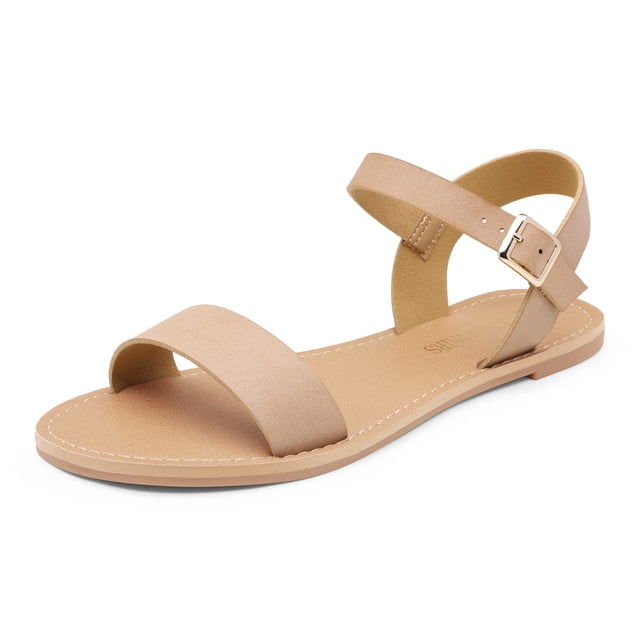 Sandalia DREAM PAIRS HOBOO-N plana nude con correa al tobillo 7.5