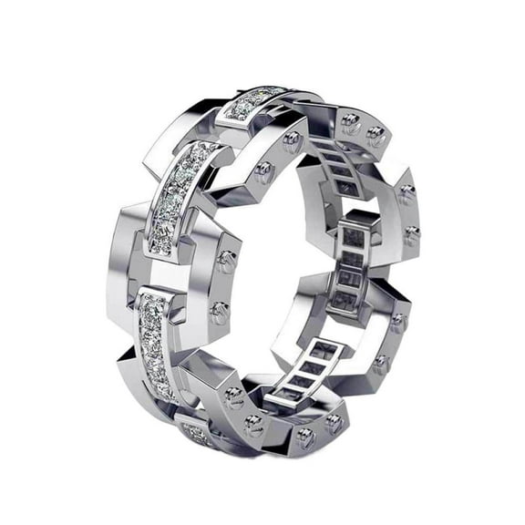 SEPARQI Mens Titanium Ring Wedding Band Cubic Zirconia Accessories Plating Rose Gold Men'S Business Celebration Ring With White Gift Box