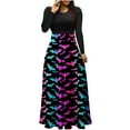 thumbnail image 1 of Lovzfmll Robe Longue à Imprimé pour Femme à Fermeture Éclair, Manches Longues, Col Rond, Rouge, P, 1 of 5