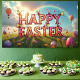 thumbnail image 5 of LUUFILx Illuminated Easter Themed Happy Easter Banner Background Backdrop with Bunny and Eggs Party Decorations, 5 of 8
