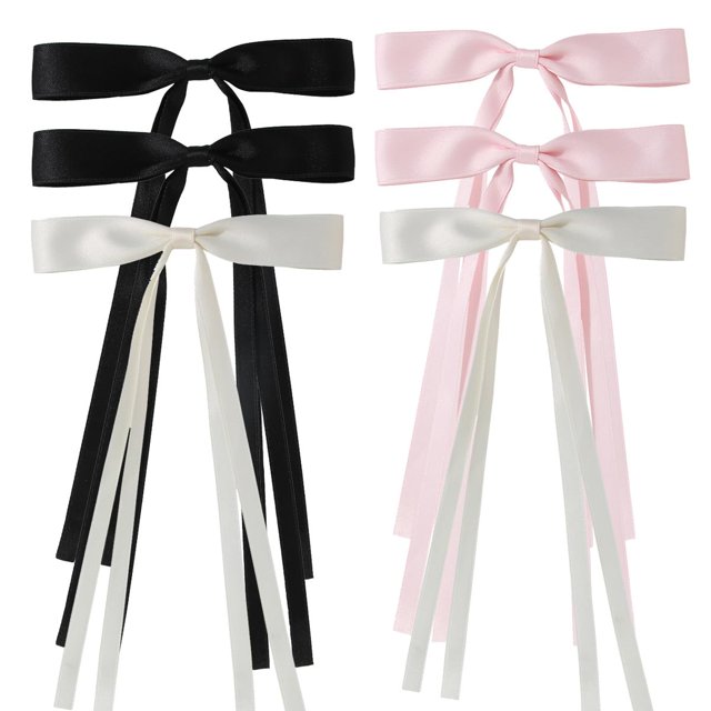 PCS Pinzas para el cabello con lazo con cola larga,Lazos para el cabello con cinta para mujeres y niñas,Accesorios para el cabello estéticos lindos (Estilo A)