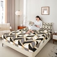 thumbnail image 4 of Homewish Geometric Stripes 3pcs Twin Sheet Sets for Female Men Women,Retro Minimalist Twin Fitted Sheet,Vintage Aesthetic Breathable Flat Sheet,Microfiber Bedroom Decor, 4 of 7