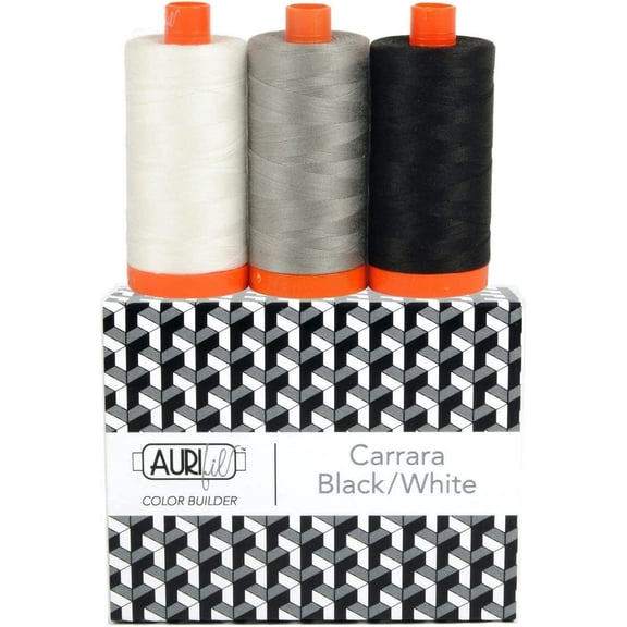 Aurifil Thread CB CarrarBlk/Wh 3pc, black
