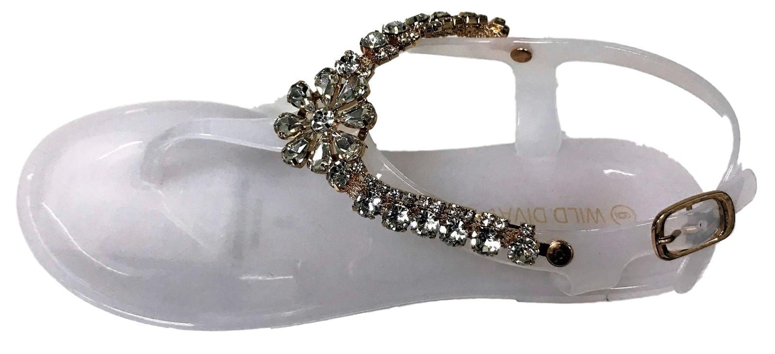 wild diva clear rhinestone slides