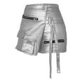 thumbnail image 6 of Riforla Women's Fashion Sexy Solid Color Shorts Patchwork Zipper Package Short Leather Shorts for Women Silver XL, 6 of 7