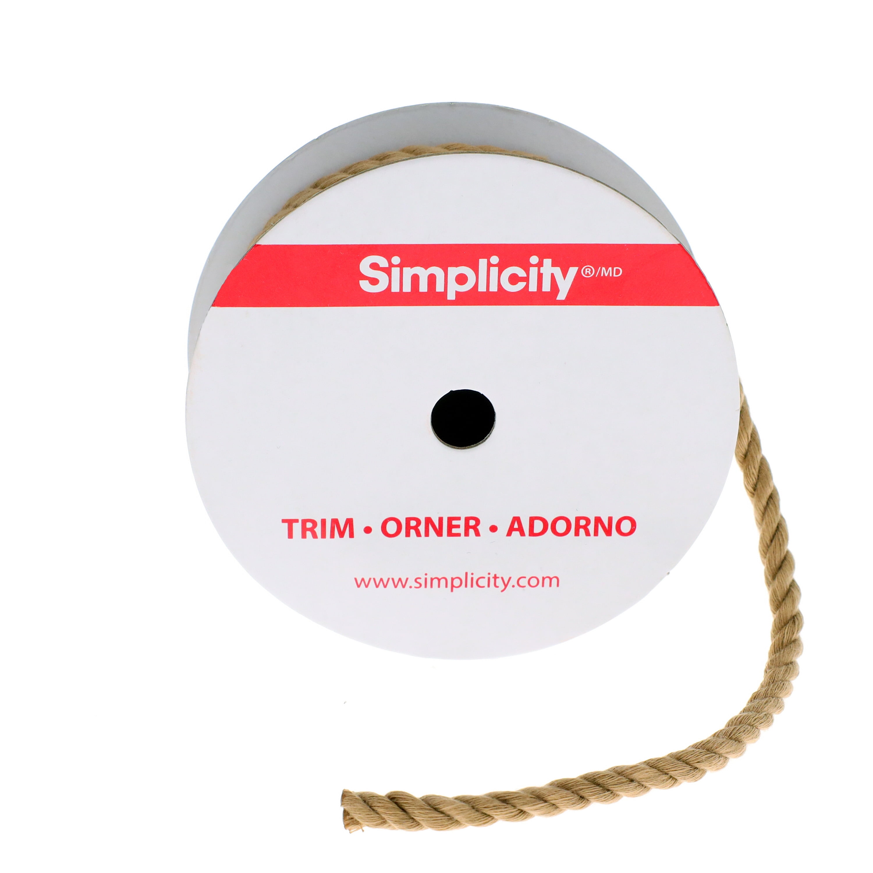 Simplicity Trim, Tan 1/4 inch X 3 Yards, 3 Ply Twisted Cord Trim