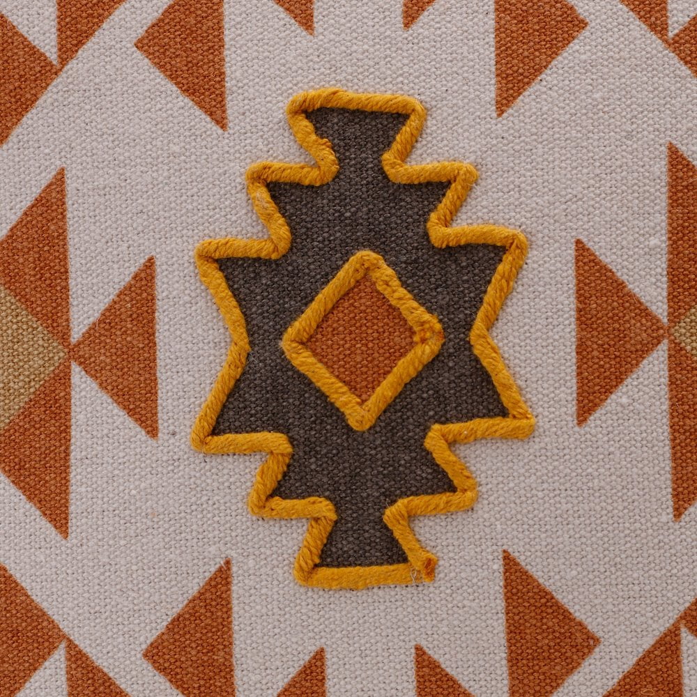 Ox Bay Sedona Handmade Orange/Off-White Southwestern Cotton 20" x 20" Indoor Throw Pillow