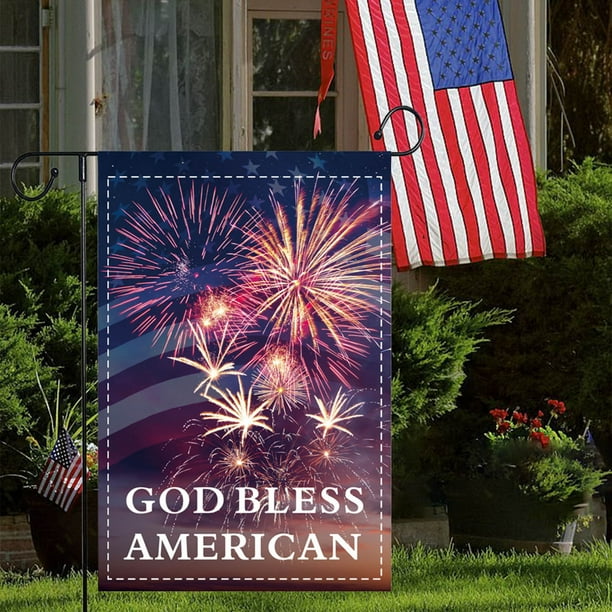 Independence Day Garden Flag Linen Garden Flag Border Outdoor Patio Decorative Flags Holiday Celebration Hanging Flag