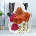 thumbnail image 4 of Dahlia Soft Flannel Fleece Throw Blanket, Chrysanthemum Branches Foliage Yard Autumn Petals Illustration, Cozy Plush for Indoor and Outdoor Use, 60" x 80", Magenta Burnt Orange, by Ambesonne, 4 of 5