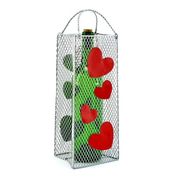Three Star Import & Export ZB320 Wine Bottle Holder with Gift Bag, Hearts