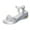 Silver, variant on Women's Silver Wedge Sandals, Braided Open Toe Sandals, Shiny Upper Buckle Fastener Platform Shoes White