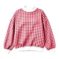 thumbnail image 3 of Women's Mock Neck Sweatshirts Plus Size Long Sleeve Patchwork Pullover Tops Fall Fashion Casual Oversized Outfits (L, Red), 3 of 7