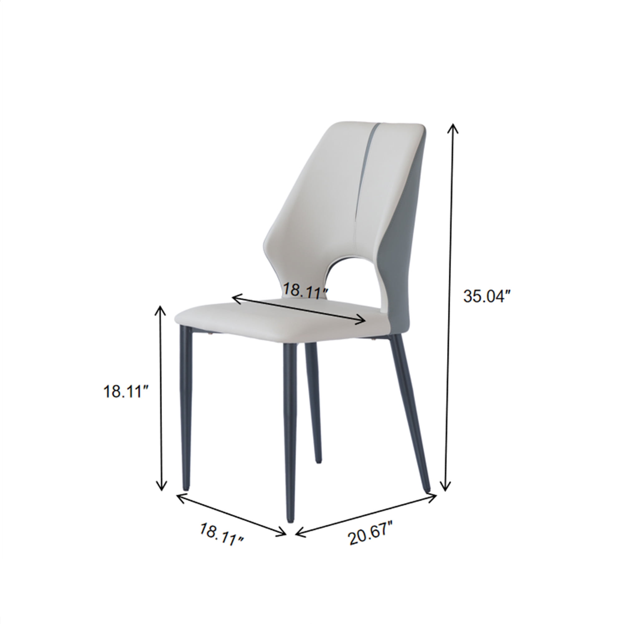 bokifol Dining Chairs Set of 2 for Kitchen, Modern Leather Upholstered Armless Side Chairs,Gray