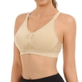 thumbnail image 5 of Byworldtasic Womens Plus Size Seamless Mesh Breathable Wireless Bra Gathered Front Design Bralette Adjustable Soft Bra, 5 of 8