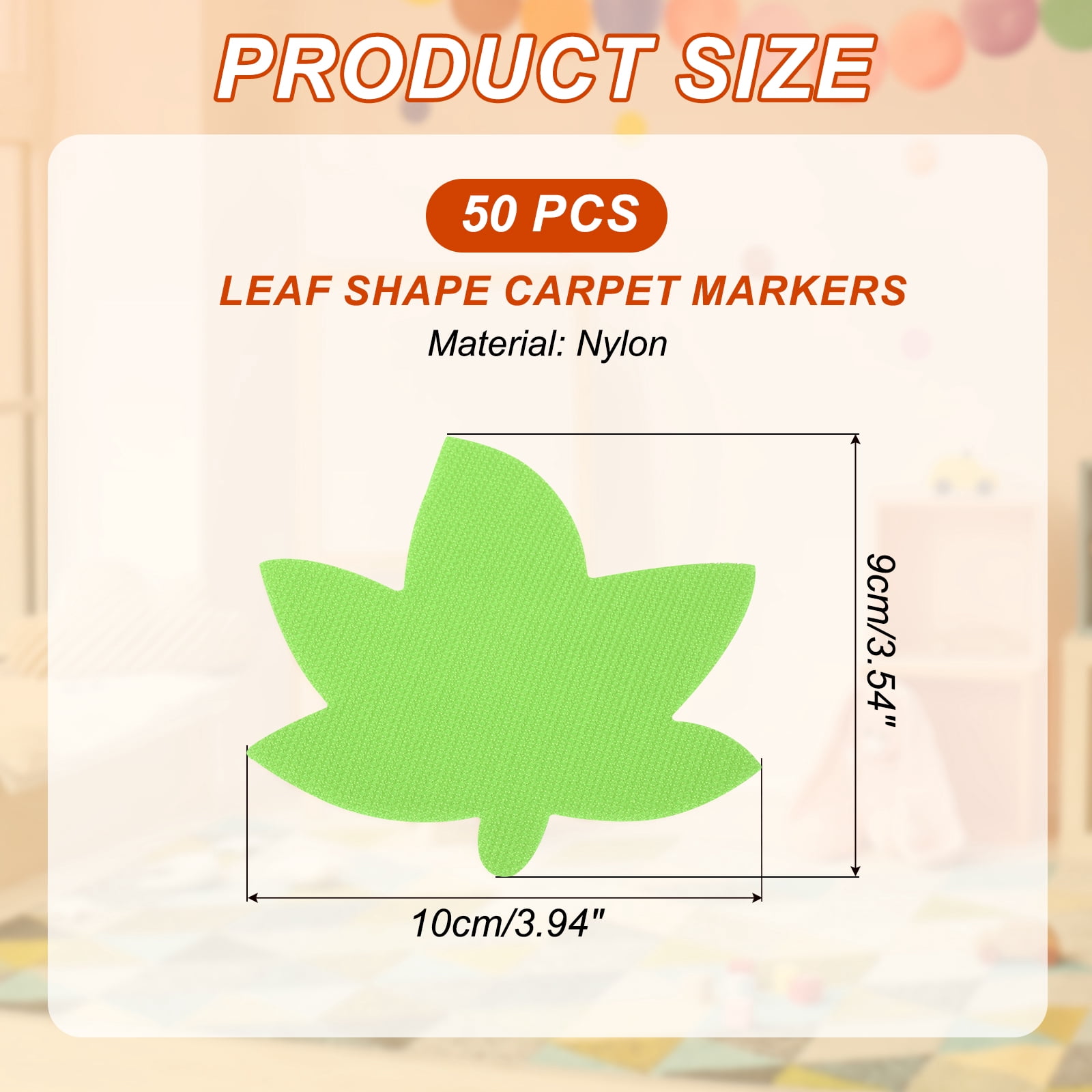 Uxcell 4 Inch Carpet Spot Markers, 50Pcs Leaf Shape Floor Dots for Classroom Decoration, Green