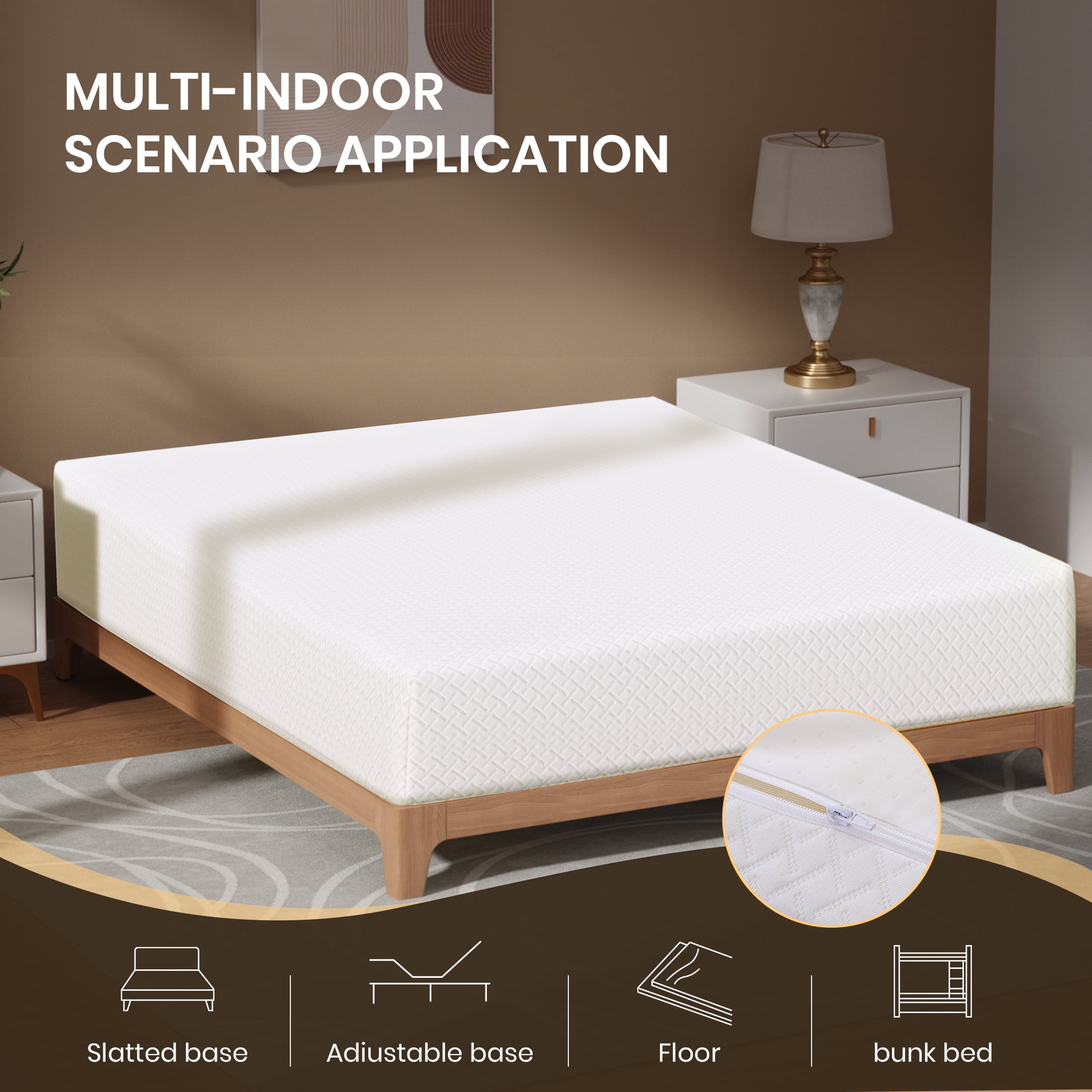 Subfun 8" Full Mattress, Cooling Gel Memory Foam, Fiberglass-Free & Pressure Relief, CertiPUR-US Certified, 10-Year Warranty, Bed in a Box